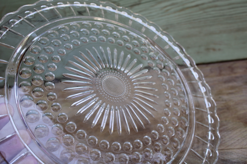 vintage pressed glass cake plate, bubble pattern Federal glass plate for cake cover