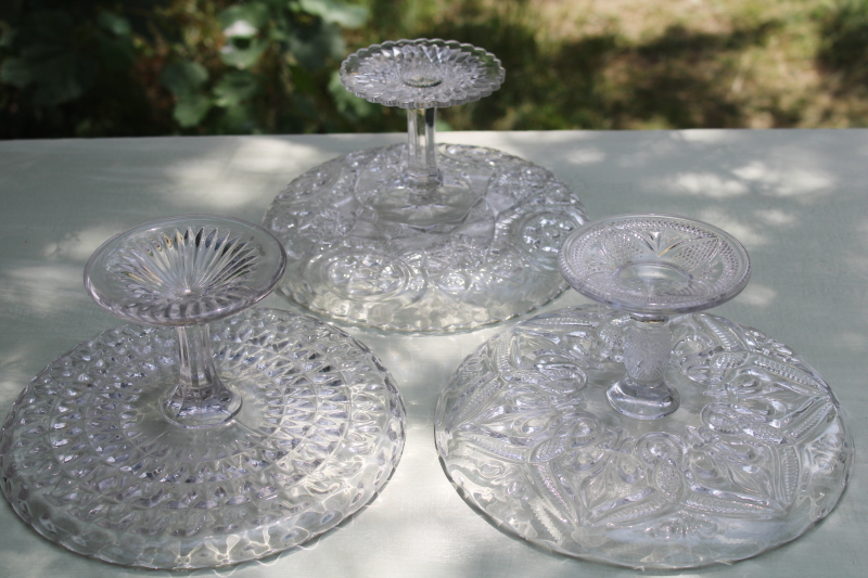 vintage pressed glass cake plate stands instant collection grouping of mismatched pattern glass