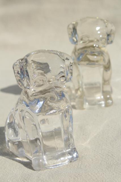 vintage pressed glass candy containers, bulldog pit bull mastiff dogs, so cute!