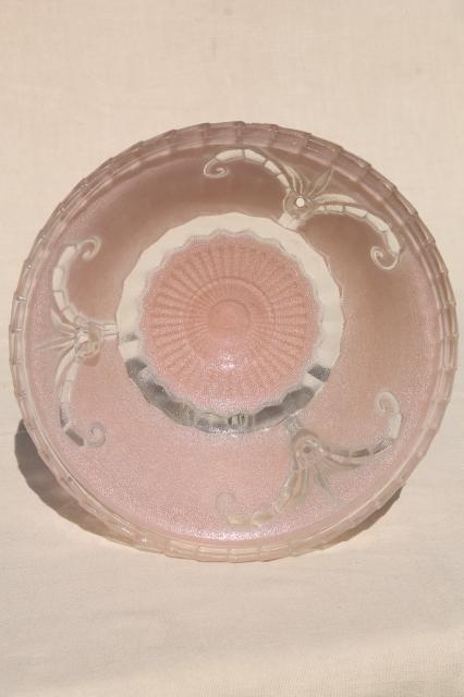 vintage pressed glass lampshade for antique electric light, shabby chic rose pink lamp shade