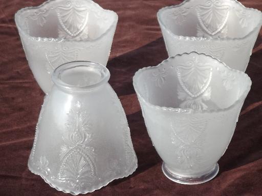 vintage pressed glass shades, set of 4 replacement lamp shades for hanging light