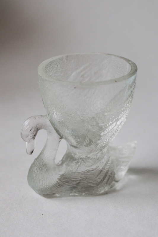 vintage pressed glass swan egg cup, toothpick holder or match vase