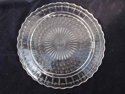 vintage pressed pattern glass cake plate plateau