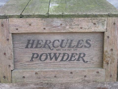 vintage primitive wood crate, box from Hercules High Explosive Powder