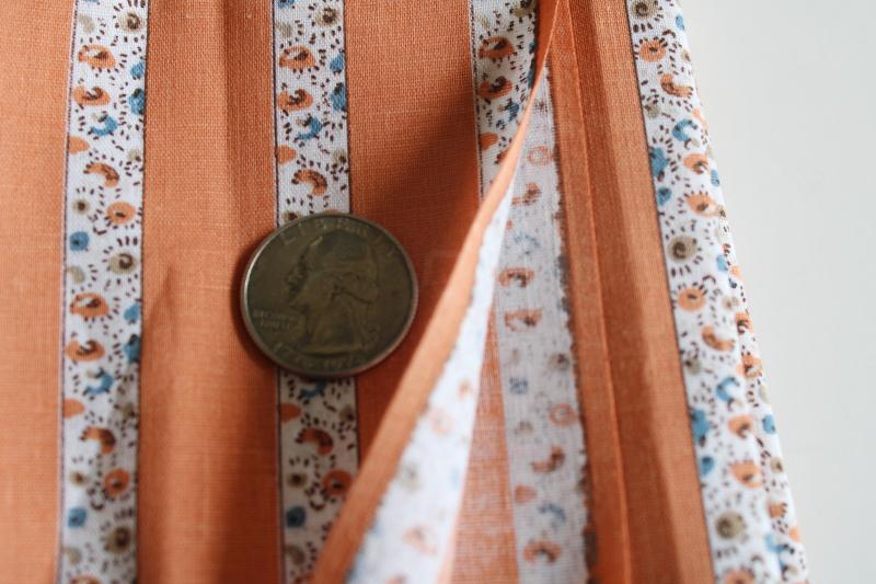 vintage print cotton fabric coral orange flowered stripe boho prairie girl cottage core 