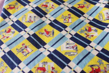 vintage print cotton feed sack fabric, 1940s south of the border old Mexico colorful