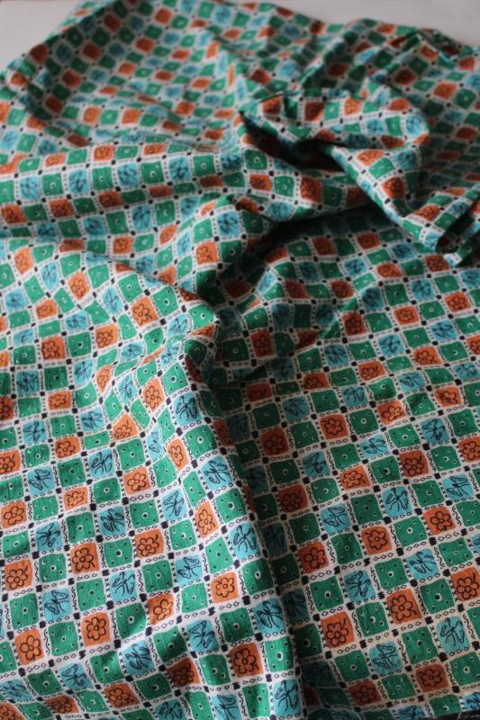 vintage print cotton feedsack fabric whole sack mini patchwork squares butterflies flowers