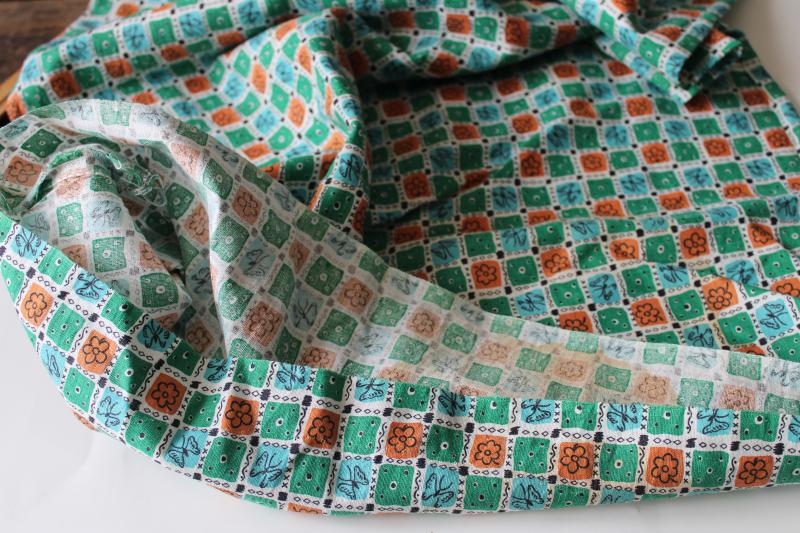vintage print cotton feedsack fabric whole sack mini patchwork squares butterflies flowers