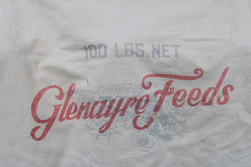 vintage printed cotton feed sack Chick Starter, New Holstein Wisconsin Glenayre Feeds