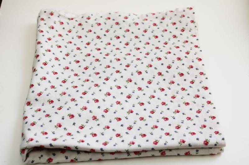 vintage printed cotton feed sack fabric, tiny flowers pink sprig floral