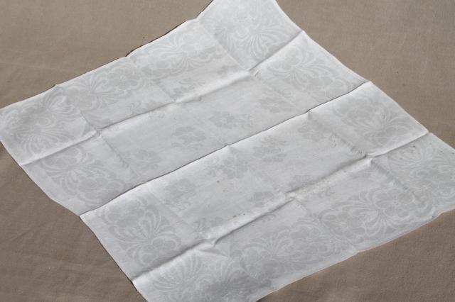 vintage pure linen damask napkins lot of 2 sets, total of 18 mismatched damask dinner napkins