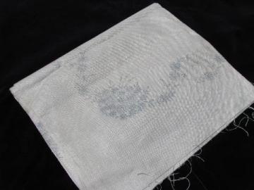vintage pure linen tablecloth for embroidery, flowers stamped to embroider
