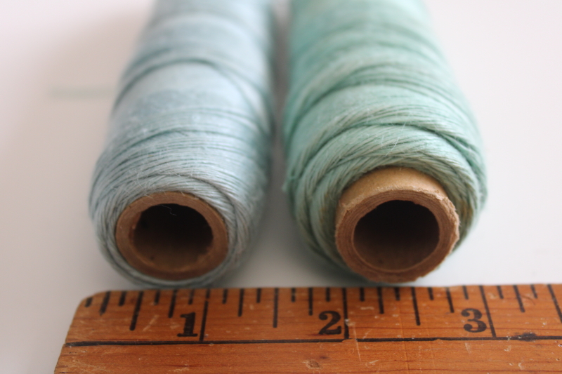 vintage pure linen thread for embroidery, lace making, crochet pale green  blue