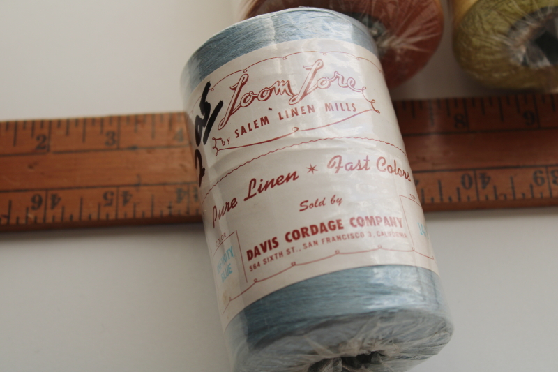 vintage pure linen thread in hip modern colors, fine yarn for bobbin or needle lacemaking, crochet lace
