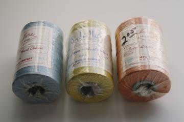 vintage pure linen thread in hip modern colors, fine yarn for bobbin or needle lacemaking, crochet lace