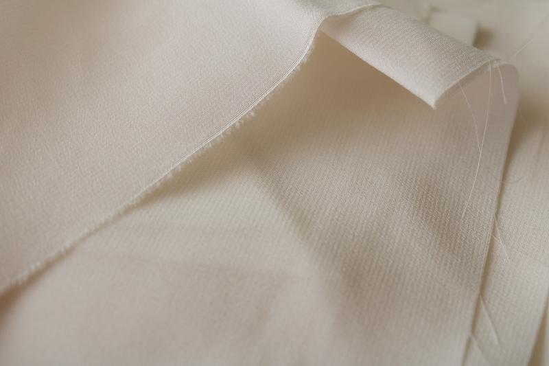 vintage pure silk fabric, habotai pale creamy vanilla white for dyeing, wedding sewing