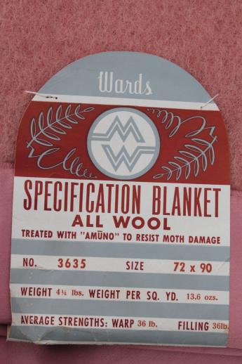 vintage pure wool blanket w/ original paper label from Montgomery Ward