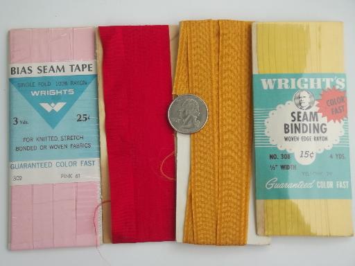 vintage rayon ribbon seam binding, seam tape sewing trim lot