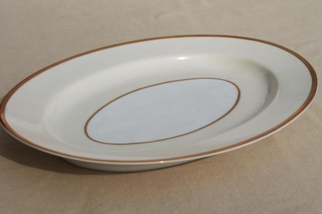 vintage red M mark Noritake china Field Stone gold band cream & white serving platters
