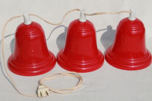 vintage red plastic bells Christmas light covers for lighted holiday door decoration