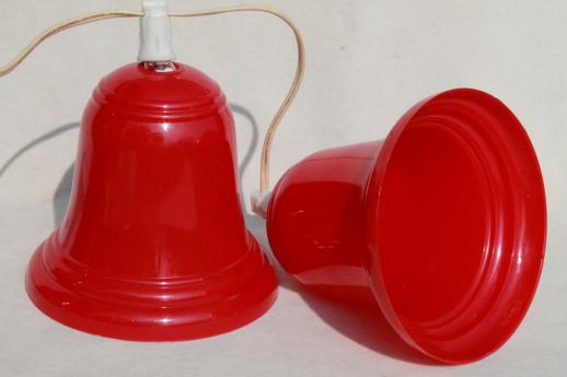 vintage red plastic bells Christmas light covers for lighted holiday door decoration