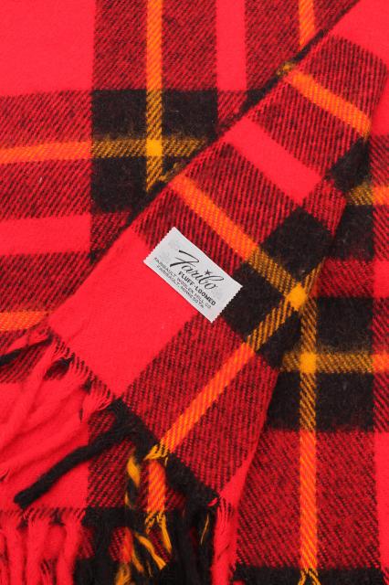 vintage red tartan plaid stadium blanket, picnic or camp blanket w ...