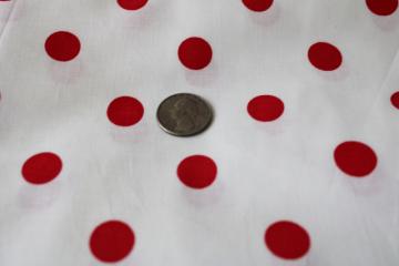 vintage red & white dotted print cotton fabric, big bold polka dots, 50s retro!