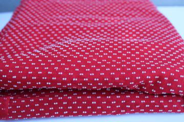 vintage red  white dotted swiss embroidered sheer light crisp cotton fabric