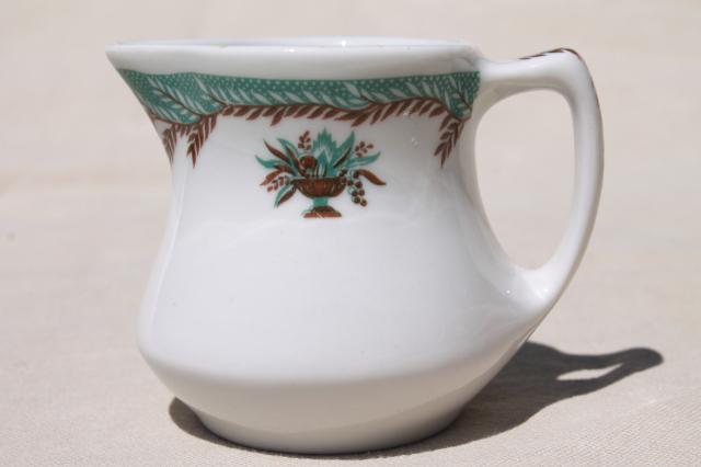 vintage restaurant ware ironstone cream pitcher, tiny Shenango china creamer