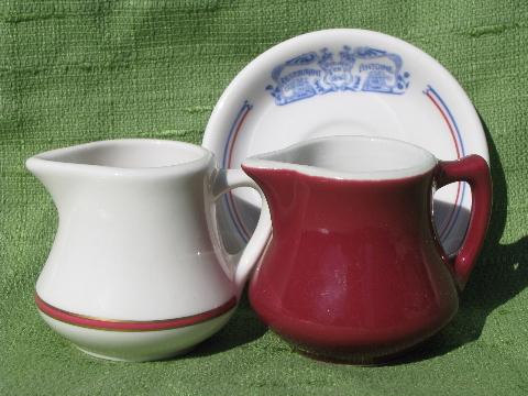 vintage restaurantware cream pitchers, saucer from Restaurant Antoine