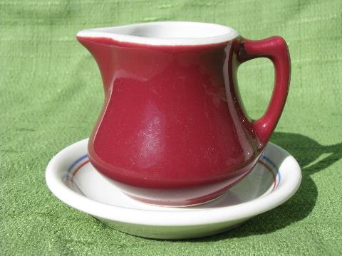 vintage restaurantware cream pitchers, saucer from Restaurant Antoine