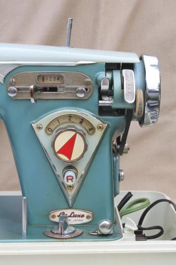 vintage retro colors zig-zag sewing machine w/case & manual