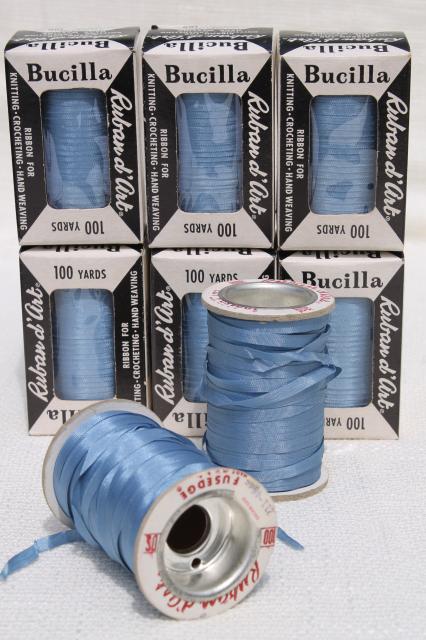 vintage ribbon yarn, spools of taffeta novelty needle art embroidery thread