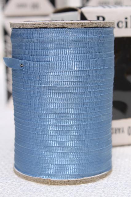 vintage ribbon yarn, spools of taffeta novelty needle art embroidery thread