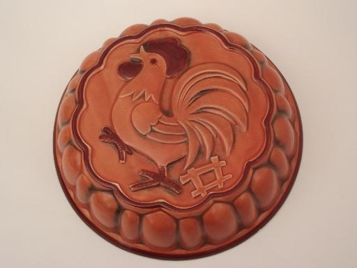 vintage rooster mold, retro kitchen ceramic mold rooster wall hanging
