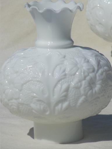 vintage rose leaf milk glass chimney globe shades for gone with the wind lamps