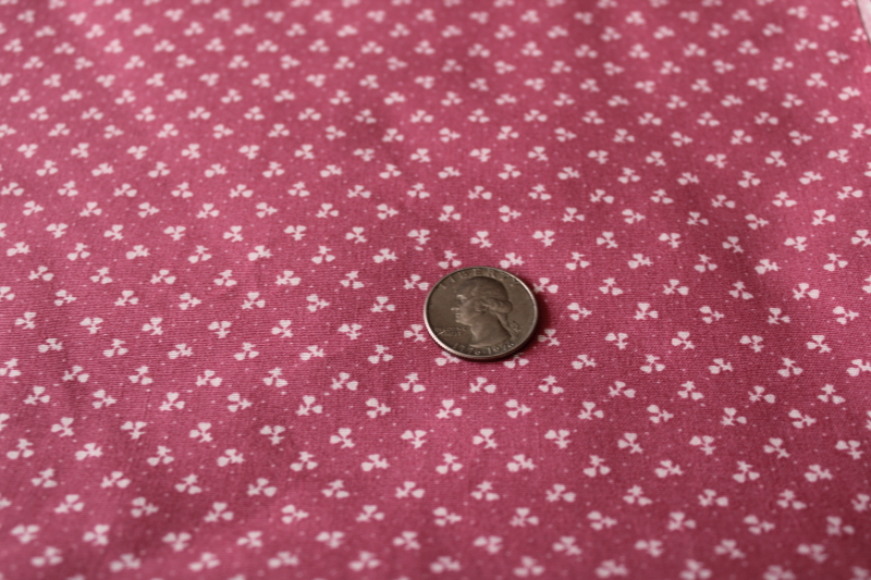 vintage rose pink print cotton calico fabric, tiny sprig flowers girly cottagecore 