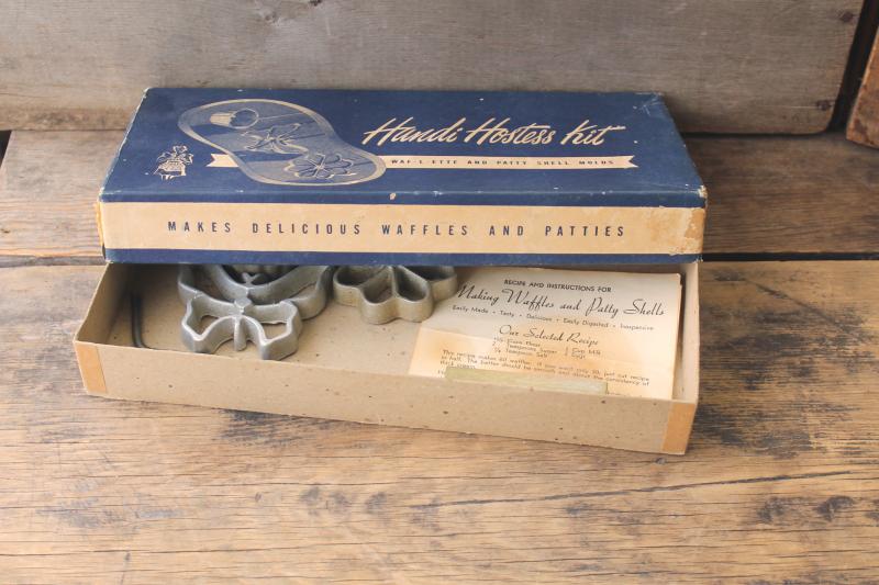 vintage rosette waffle iron & patty shell mold w/ batter recipe for deep frying