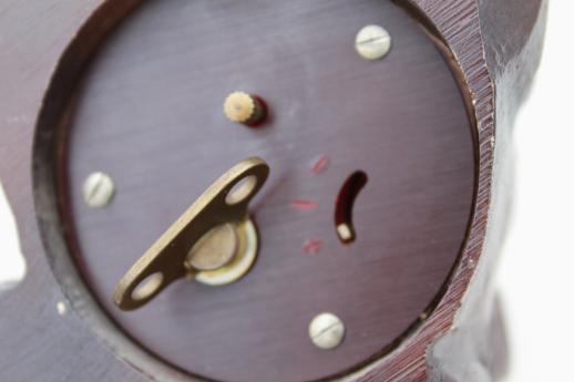 vintage rotating eye clock, 1920s Oswald carved dog clock w/ rolling eyes