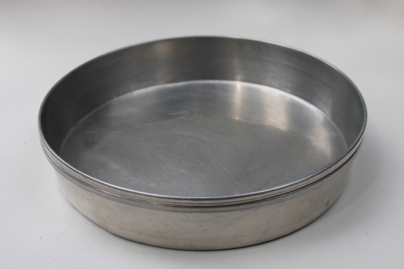 vintage round aluminum cake baking pans, Swans Down flour advertising