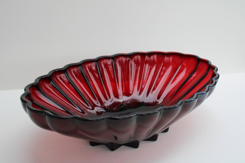 Vintage Ruby Red Glass Mixing Decor Bowl