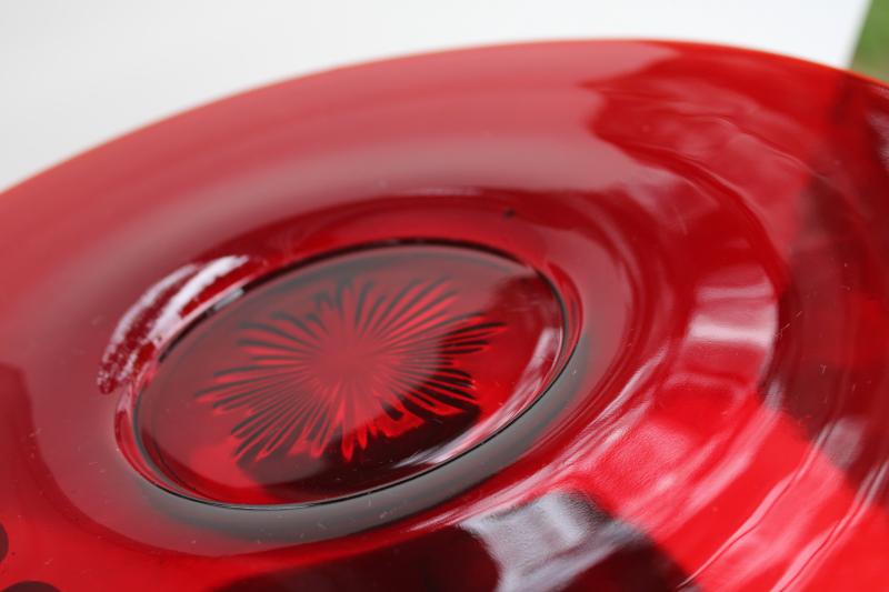 vintage royal ruby red depression glass, huge salad serving bowl & plate