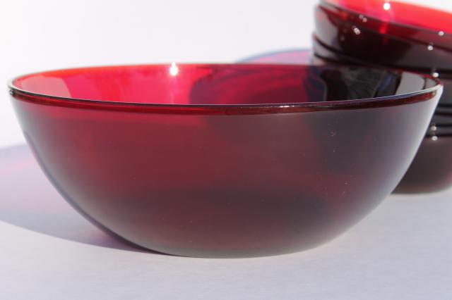 Vintage RUBY RED GLASS ROUND BOWLS DISH 4.5
