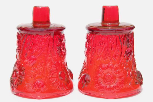 vintage ruby red glass candle cups, Homco Home Interiors votive or tea light holders