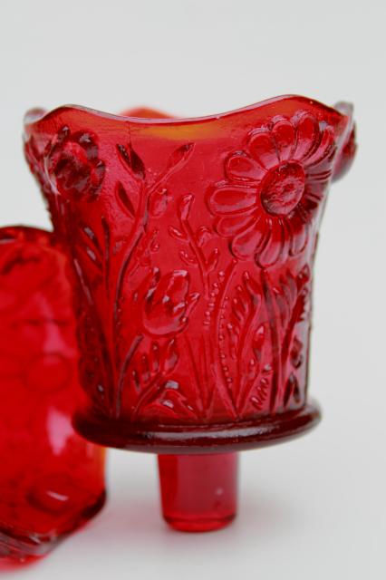 Victorian Antique Ruby Glass Votive Prayer Candleholder