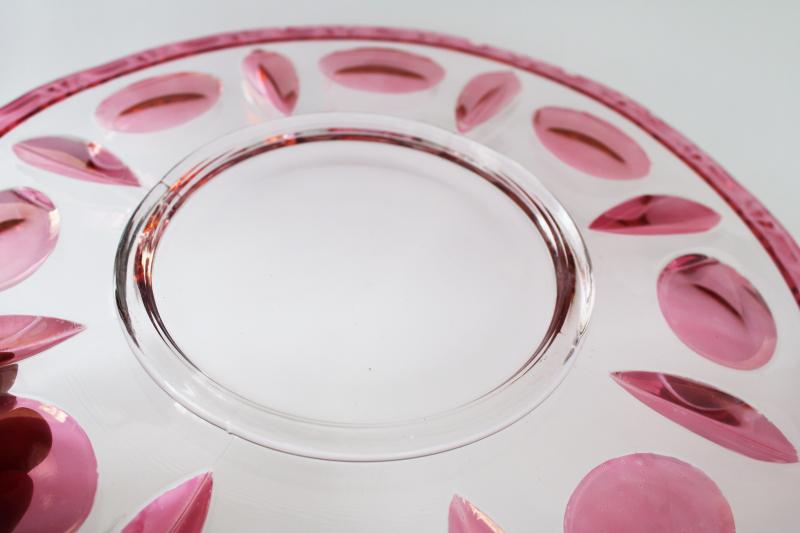 vintage ruby stain glass torte cake plate, Indiana Colony classique platter
