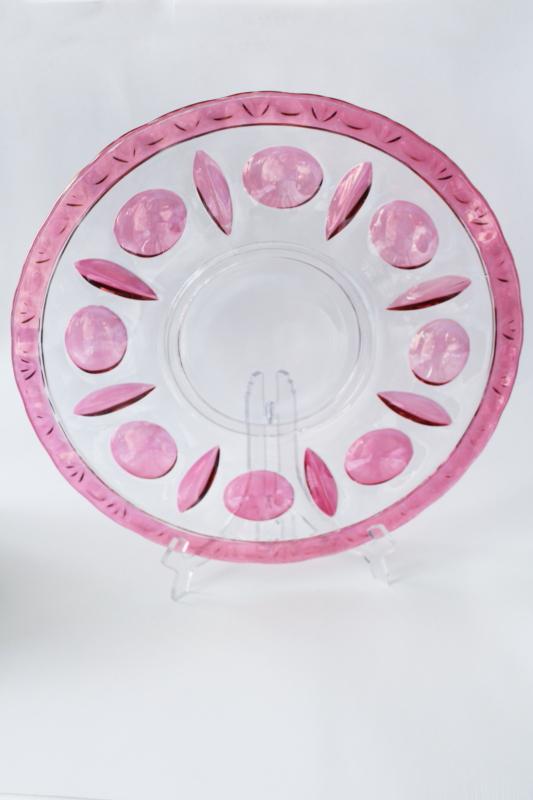 vintage ruby stain glass torte cake plate, Indiana Colony classique platter