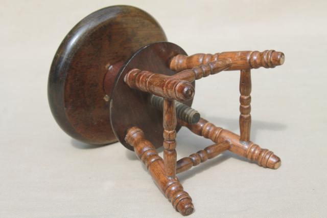vintage salesman's sample working wood piano stool, miniature toy furniture, doll sized