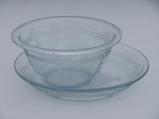 vintage sapphire blue Fire-King Philbe glass pie plate and mixing bowl