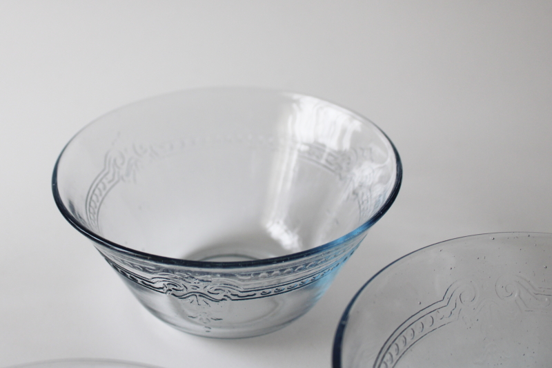 vintage sapphire blue depression glass Fire King Philbe custard cup ramekin bakers bowls